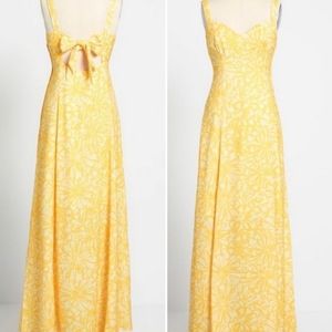 Modcloth Sweeten the Occasion Maxi Dress Yellow Floral Print